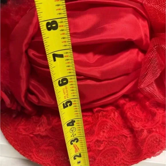 Chic Red Feathered Women's Hat - Picture 9 of 10